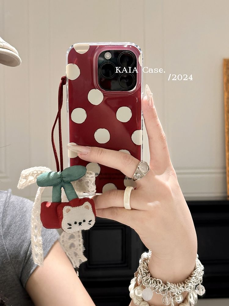 Phone Set Charm Polka Cherry Case / Dot