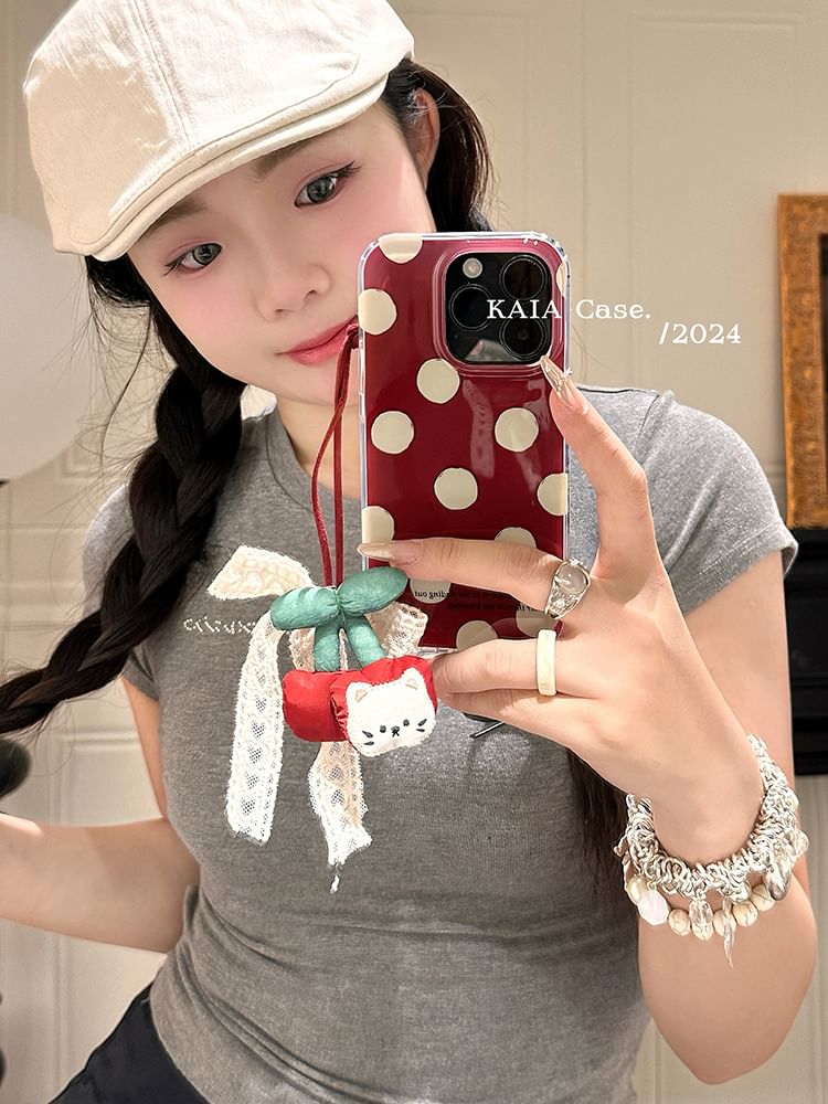 Phone Set Charm Polka Cherry Case / Dot