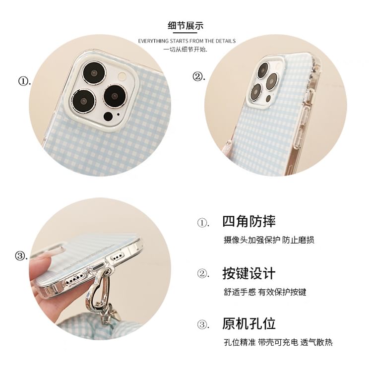 Set Charm Case Phone Bow / Plaid