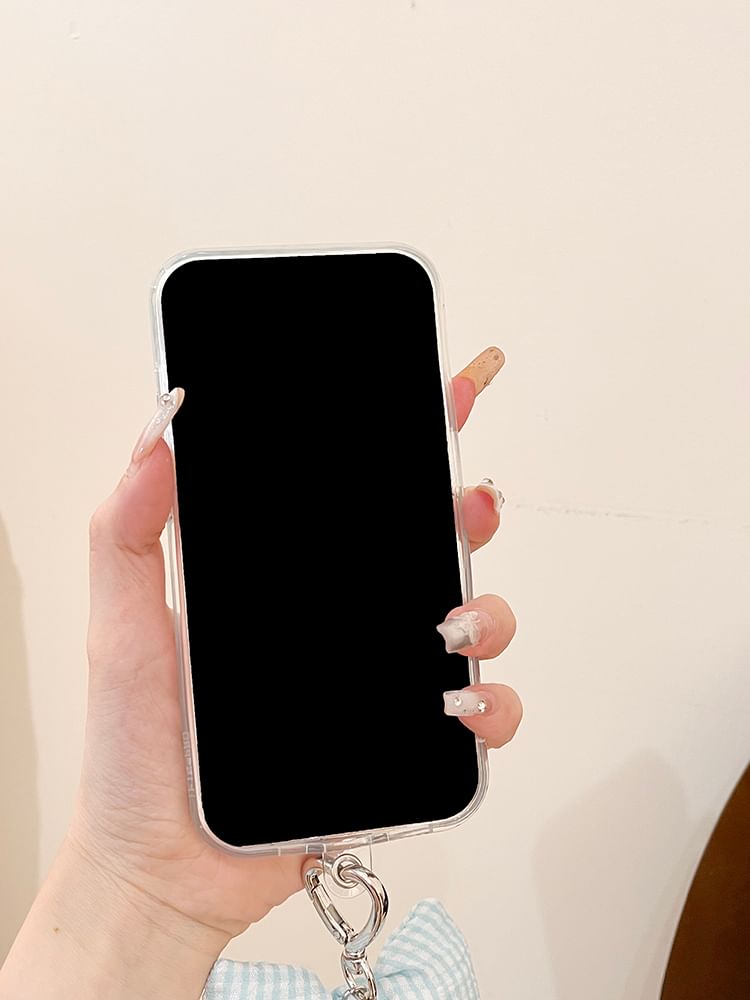 Set Charm Case Phone Bow / Plaid