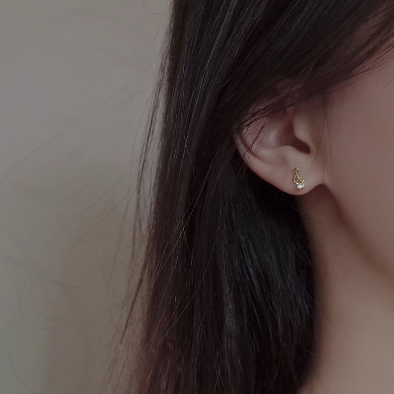 Guitar Music Note Rhinestone Asymmetrical Alloy Stud Earring