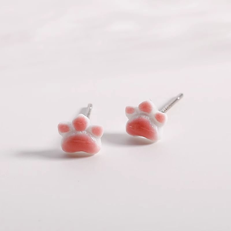 Ceramic Paw Earrings Cat