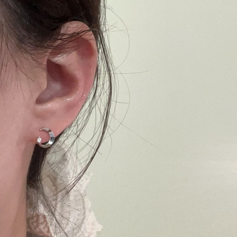 Stud Alloy Moon Earring Rhinestone
