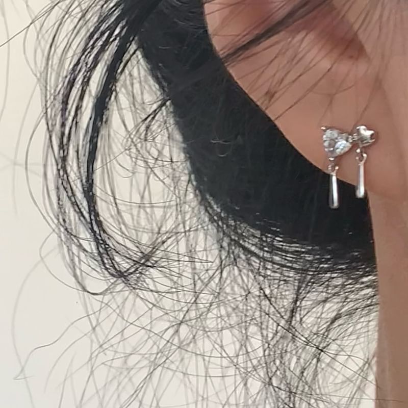 Alloy Drop Earring Heart Rhinestone