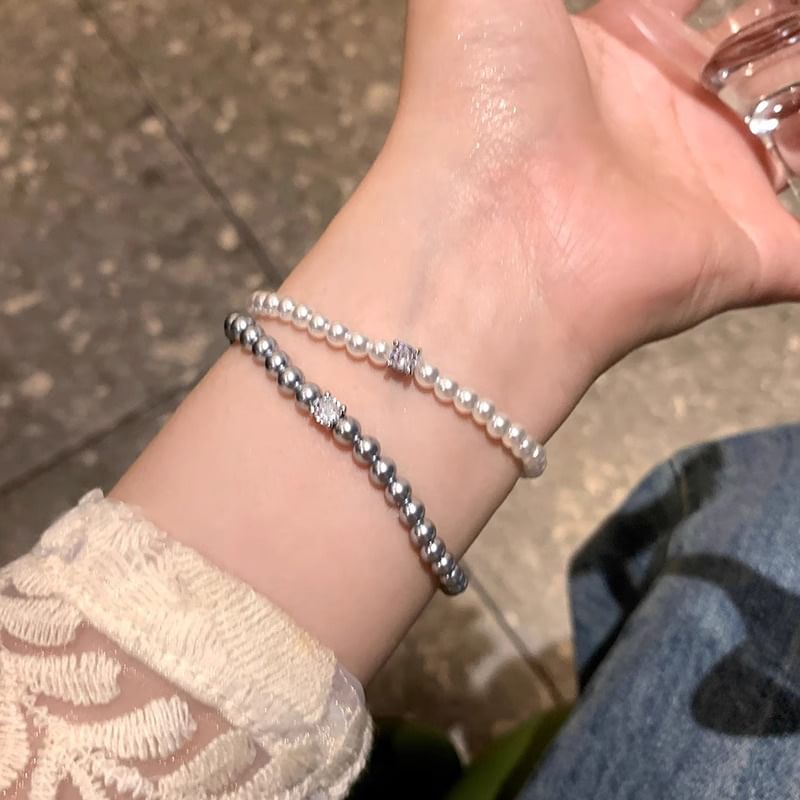 Alloy Bracelet Rhinestone Faux Pearl