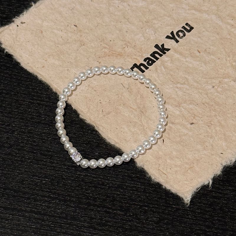 Alloy Bracelet Rhinestone Faux Pearl