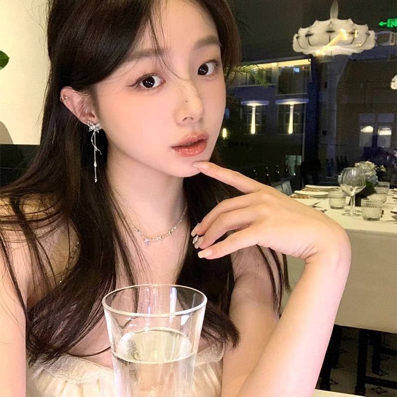 Eye Stone Faux Butterfly Earring Alloy Cat Dangle