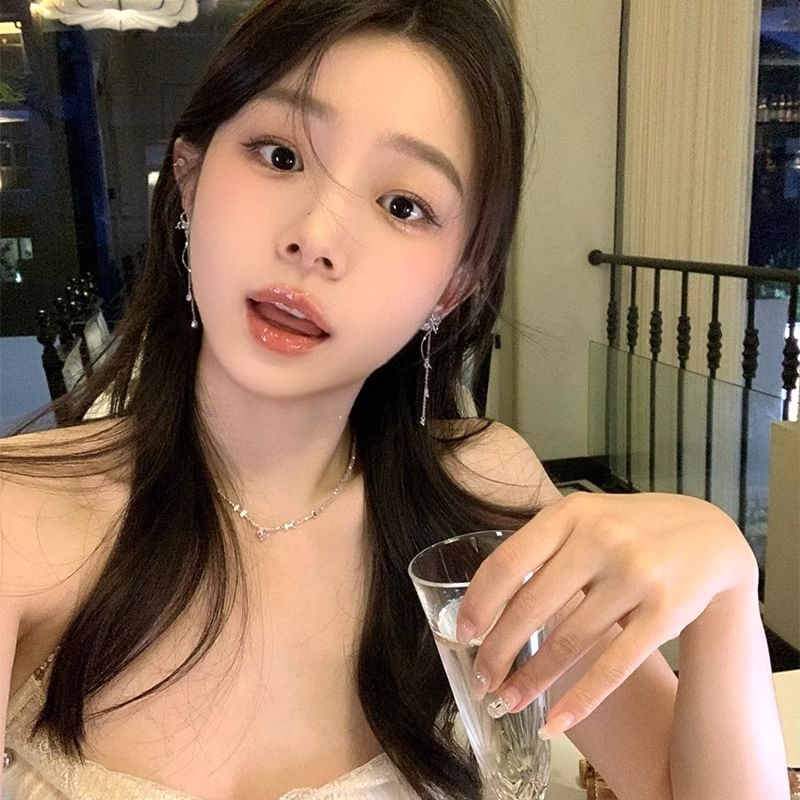 Eye Stone Faux Butterfly Earring Alloy Cat Dangle