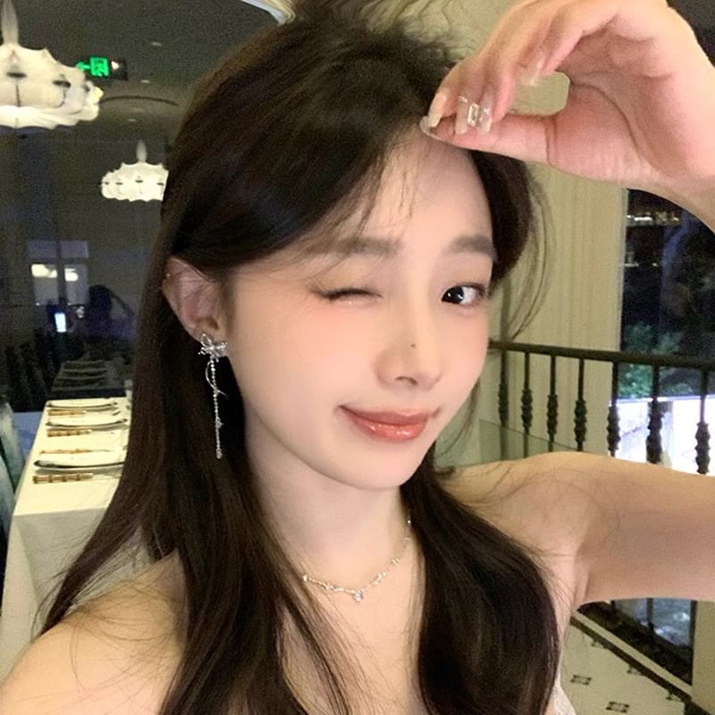 Eye Stone Faux Butterfly Earring Alloy Cat Dangle