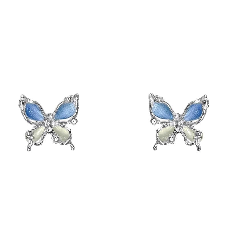 Earring Stud Alloy Eye Butterfly Faux Stone Cat