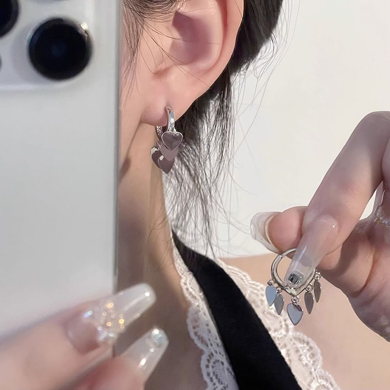 Earring Alloy Heart Drop