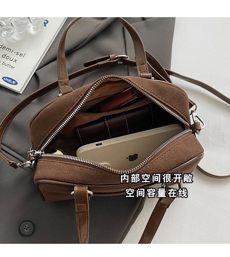 Faux Crossbody / Set Baseball Charm Suede Handle Bag Top