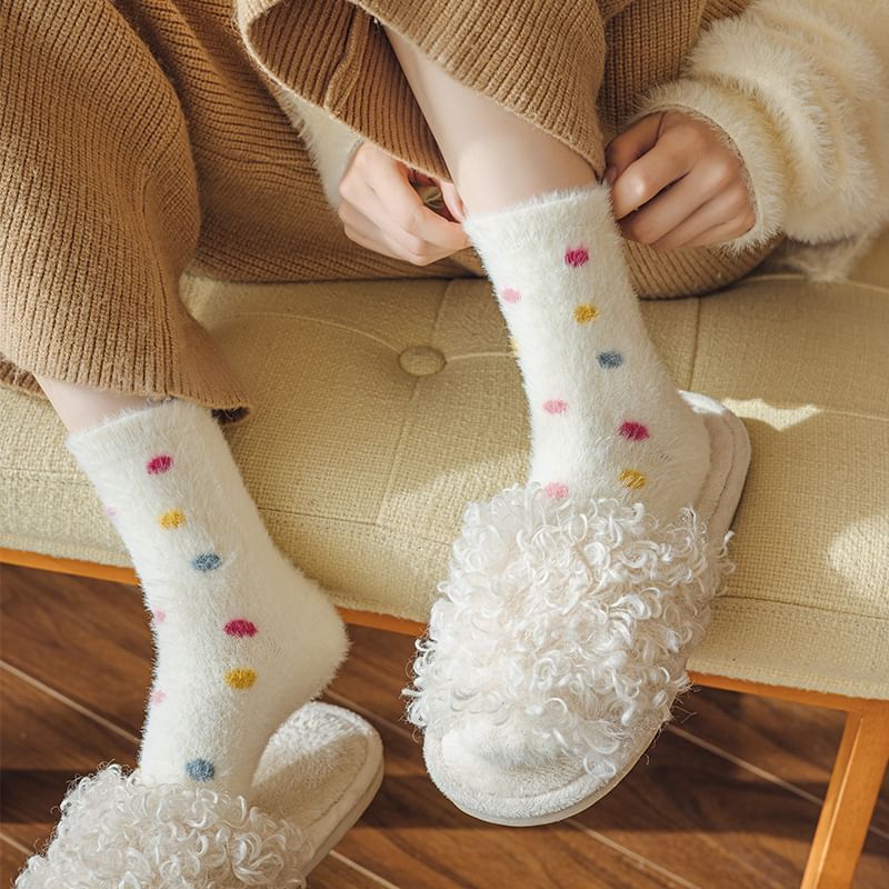 Dotted Fleece Crew Socks