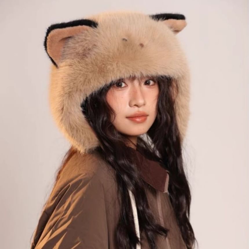 Chenille Trapper Animal Ear Hat