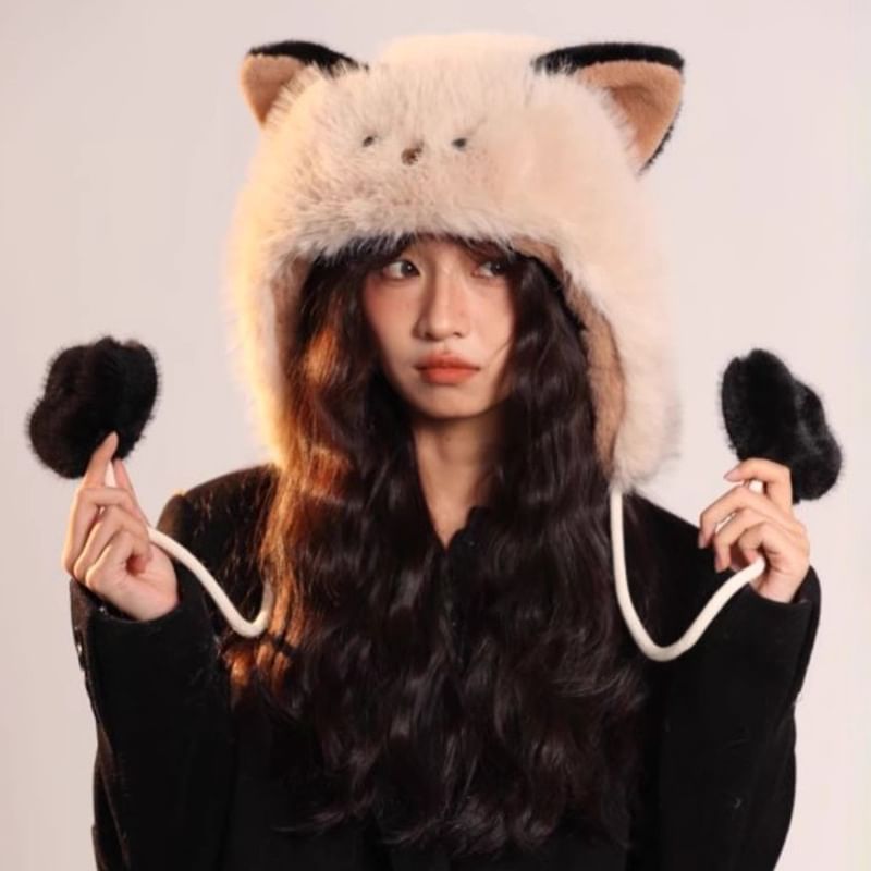 Chenille Trapper Animal Ear Hat