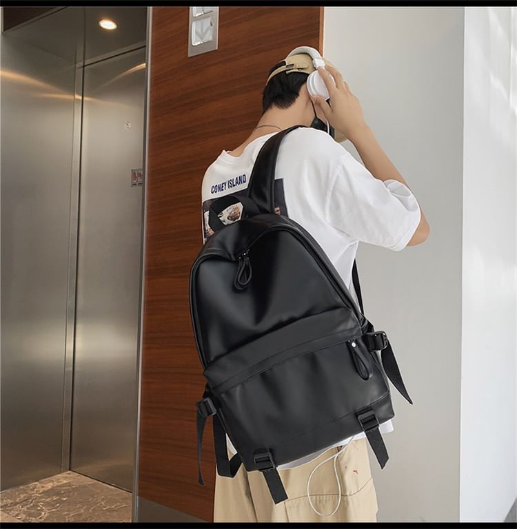 Backpack Leather Faux Multi-Pocket