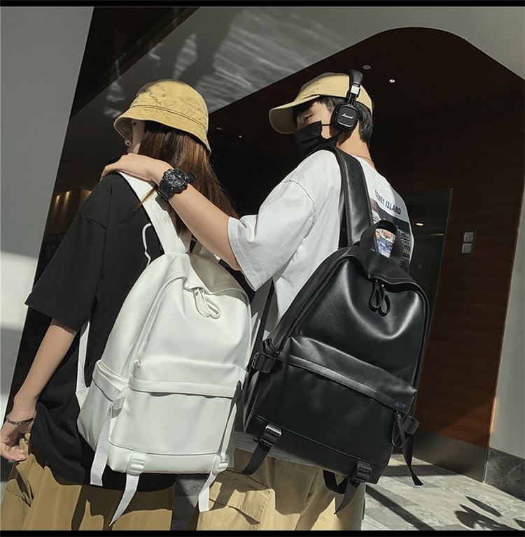 Backpack Leather Faux Multi-Pocket