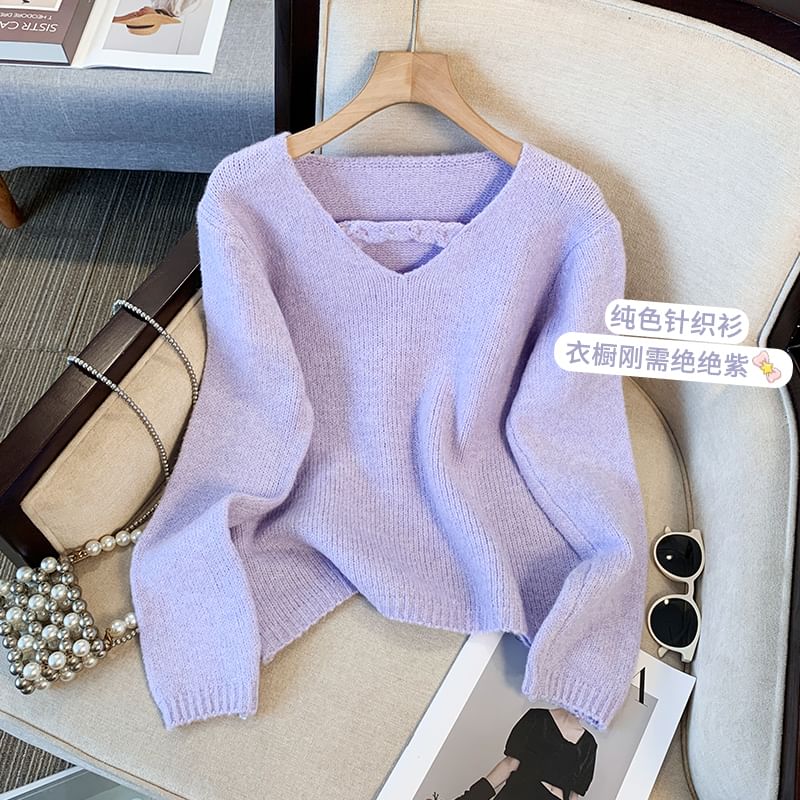 V-Neck Plain Sweater