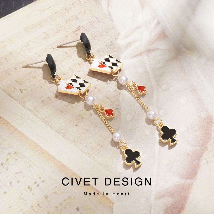 Earring Print Cuff Ear / Sterling Stud Silver Card Poker