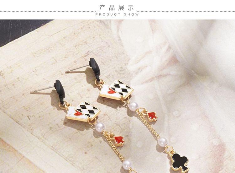 Earring Print Cuff Ear / Sterling Stud Silver Card Poker