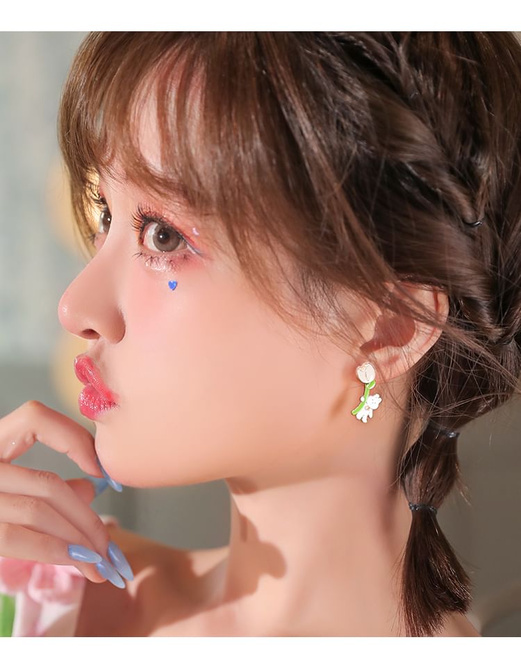 Ear Earring Designs Rabbit / Stud ) Silver Sterling Cartoon ( Various Cuff