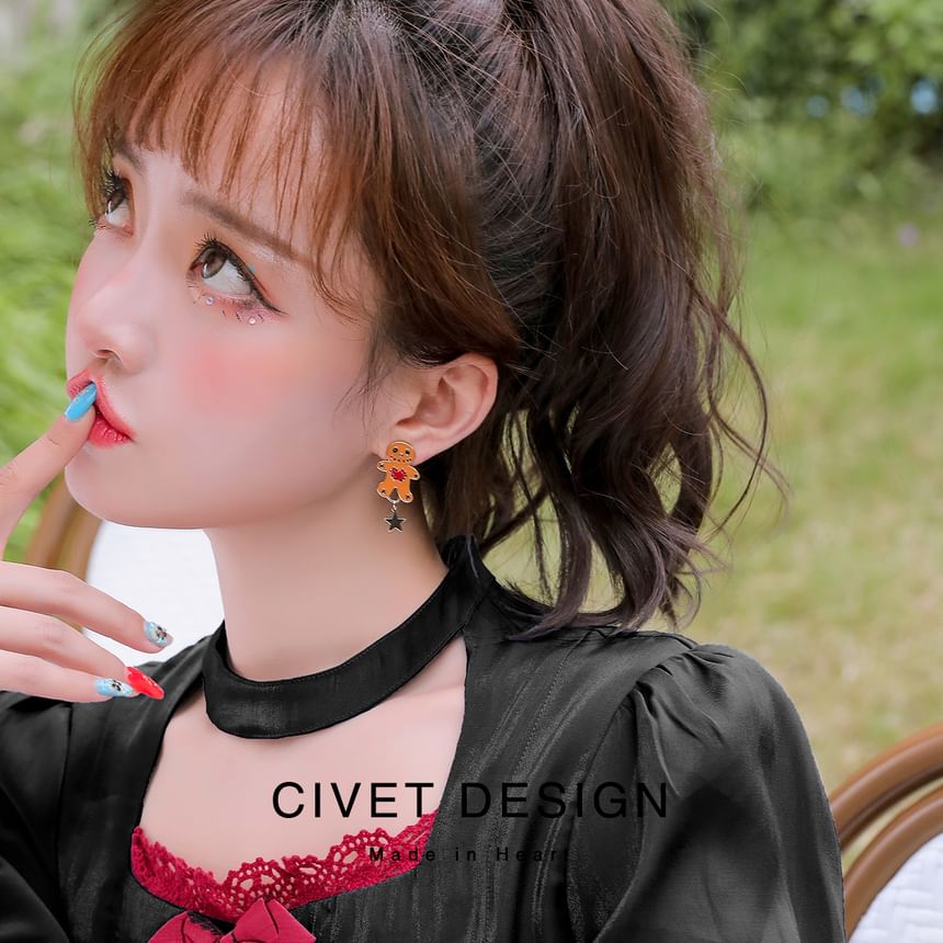 Sterling Ear Asymmetrical Cartoon Earring Stud Halloween Cuff / Silver