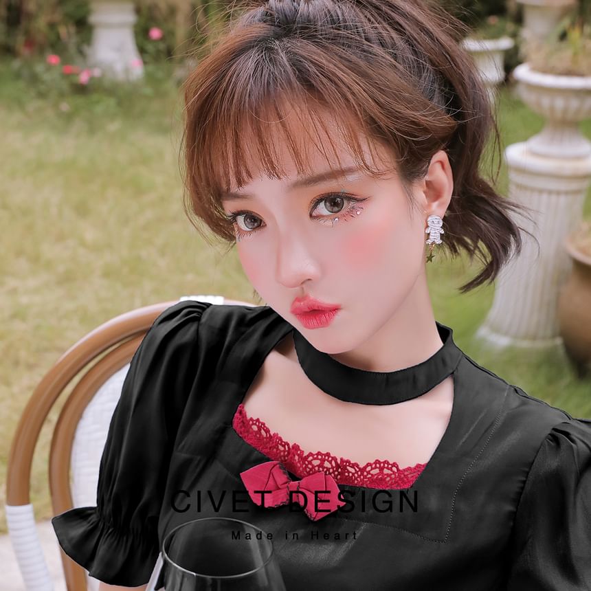 Sterling Ear Asymmetrical Cartoon Earring Stud Halloween Cuff / Silver