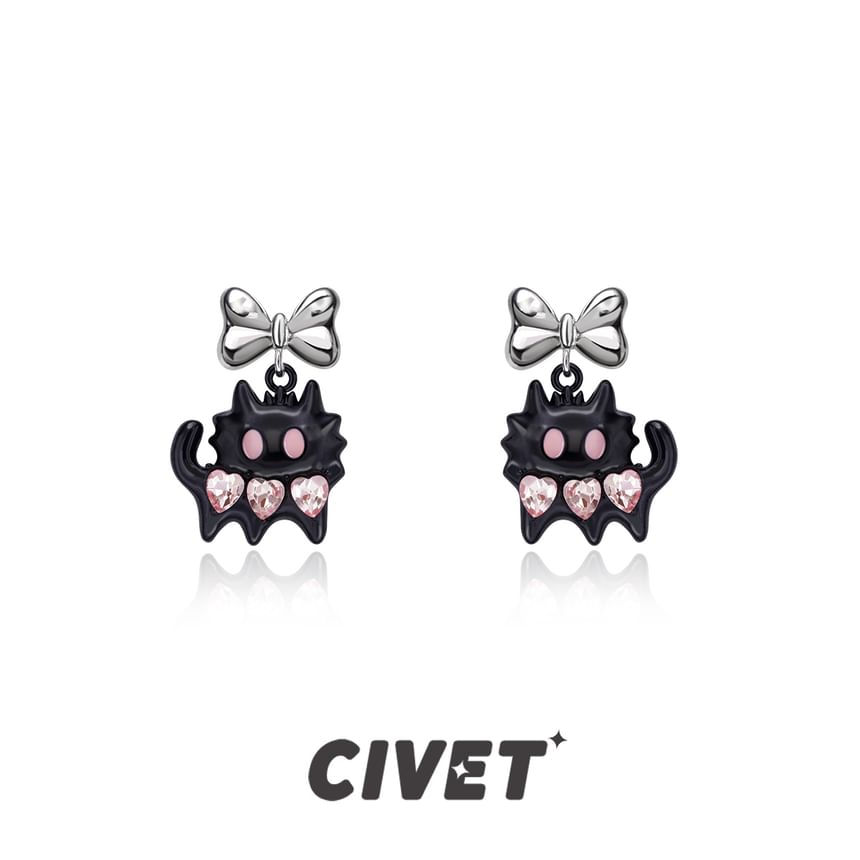/ Cuff Stud Cat Block Sterling Ear Silver Color Earring