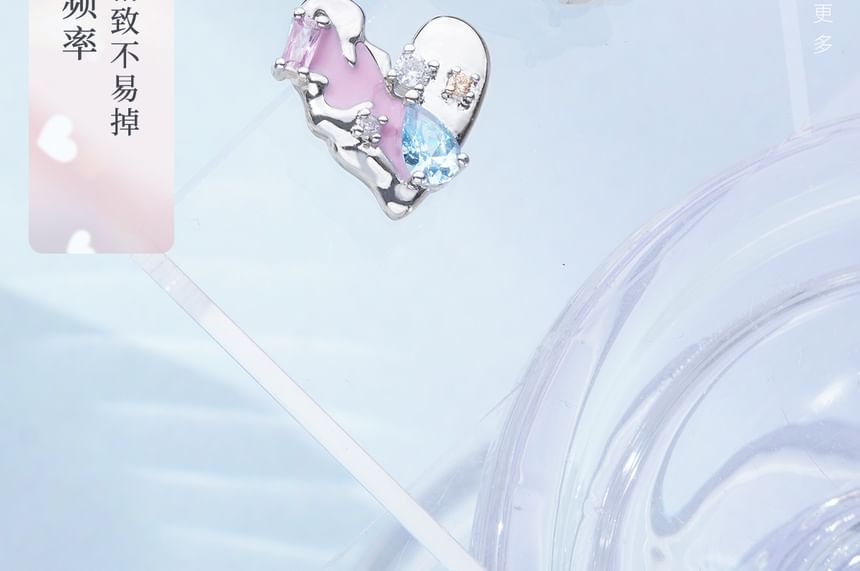 / Heart Panel Silver Stud Sterling Ear Earring Cuff