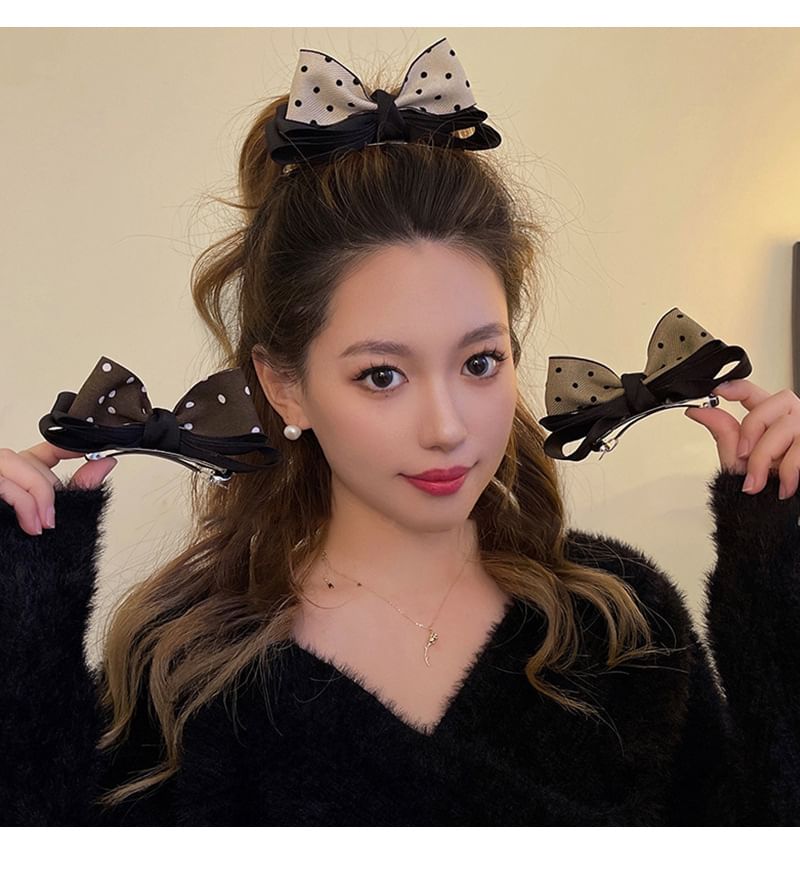 Polka Dot Bow Barrette
