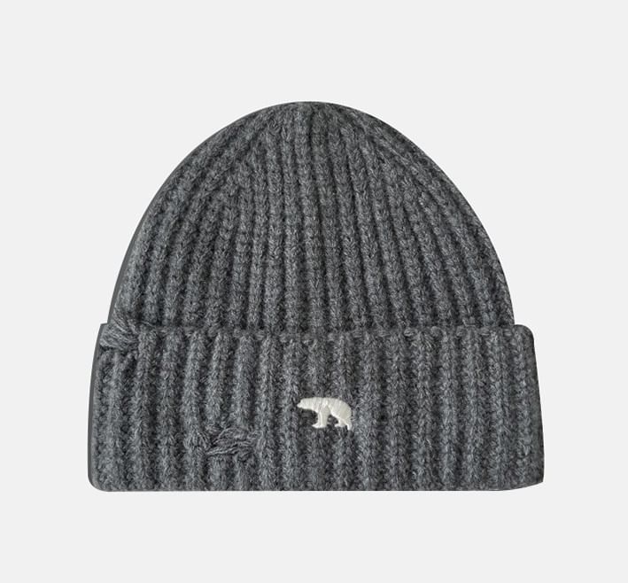 Bear Embroidered Knit Beanie