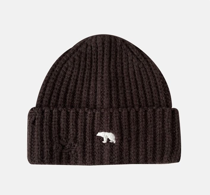 Bear Embroidered Knit Beanie