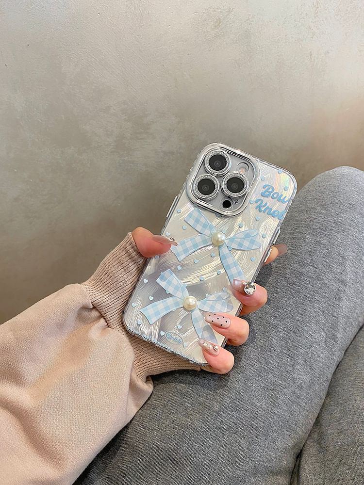 Bow Decoration Set / Phone Faux Case Pearl Adhesive