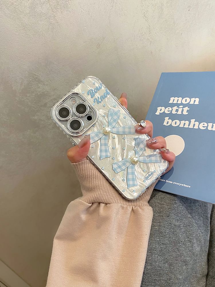 Bow Decoration Set / Phone Faux Case Pearl Adhesive