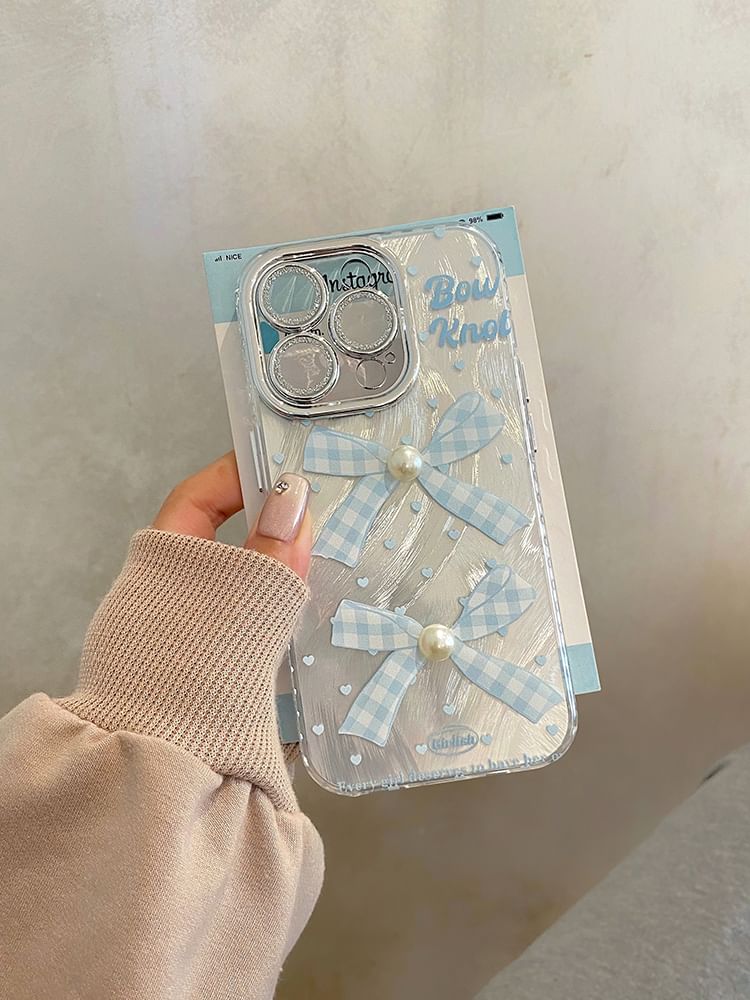 Bow Decoration Set / Phone Faux Case Pearl Adhesive