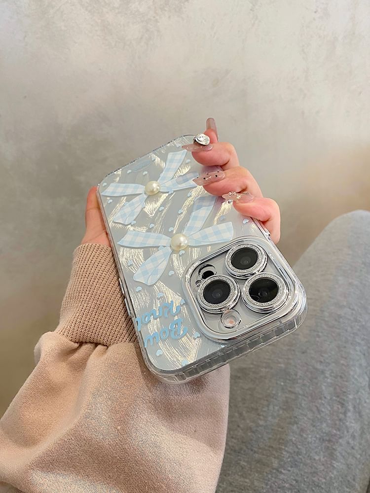 Bow Decoration Set / Phone Faux Case Pearl Adhesive