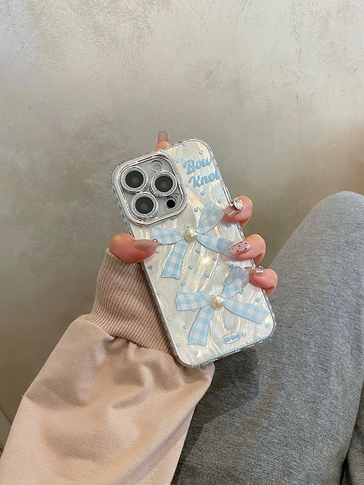 Bow Decoration Set / Phone Faux Case Pearl Adhesive
