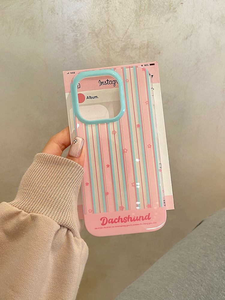 Striped Case / Stand Set Phone Dog