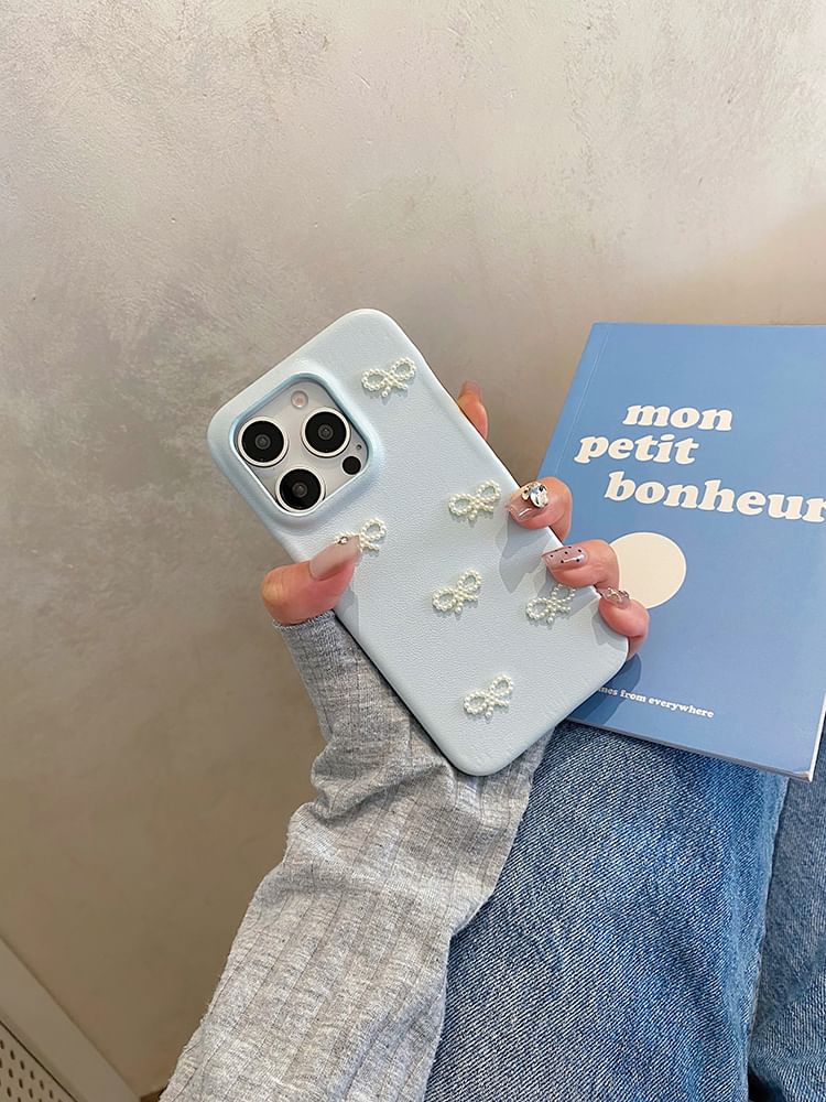 Phone Faux Strap Set / Bow Case Pearl