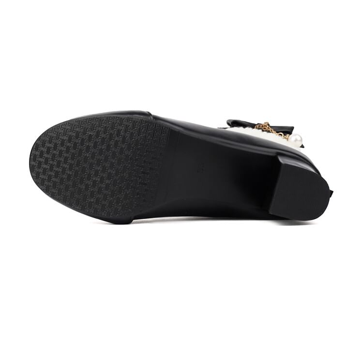 Fleece Heel Chunky Bow Panel Boots Short