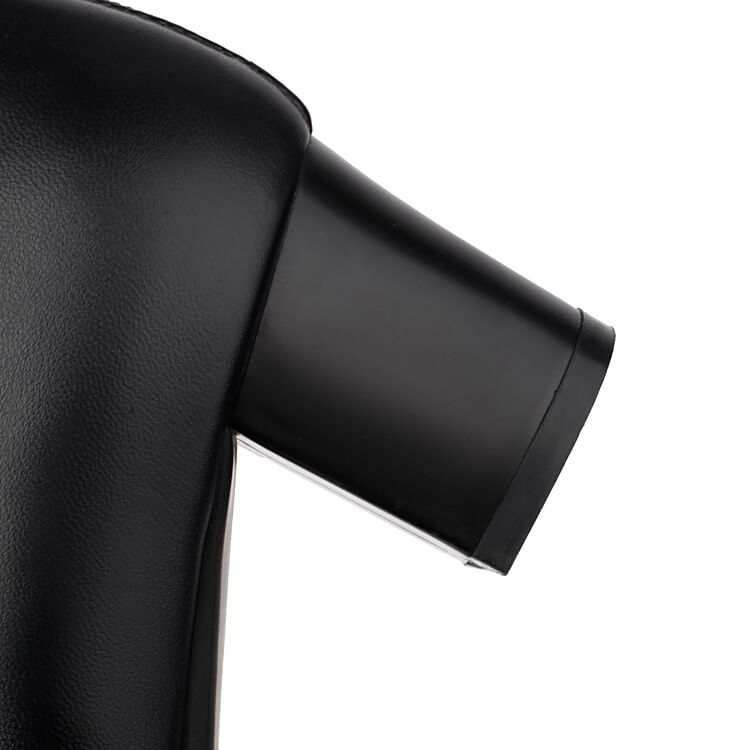 Fleece Heel Chunky Bow Panel Boots Short