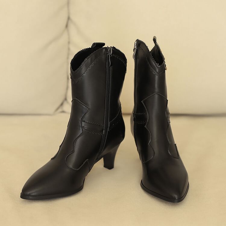 Boots Studded Chunky Heel Short