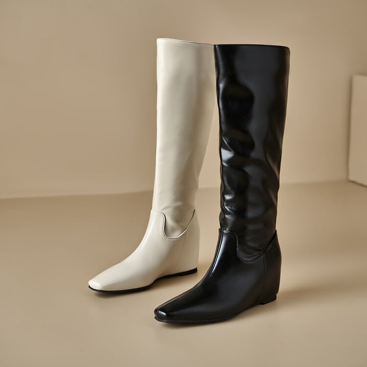 Tall Hidden Heel Plain Boots Wedge