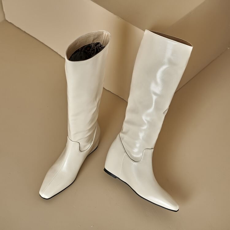 Tall Hidden Heel Plain Boots Wedge