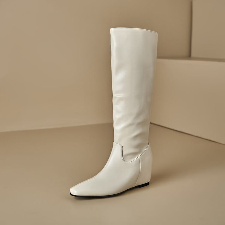 Tall Hidden Heel Plain Boots Wedge