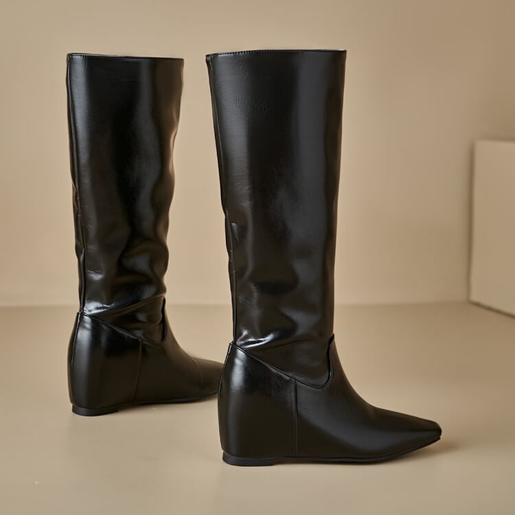 Tall Hidden Heel Plain Boots Wedge