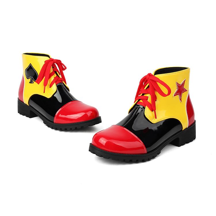 Short Star Boots Lace-Up Applique