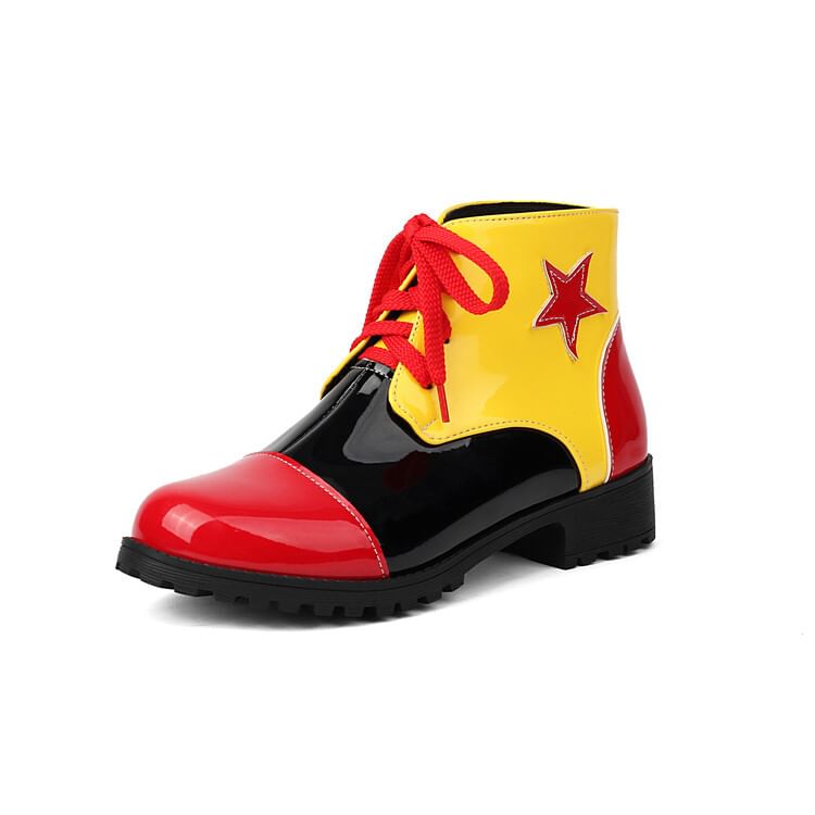 Short Star Boots Lace-Up Applique