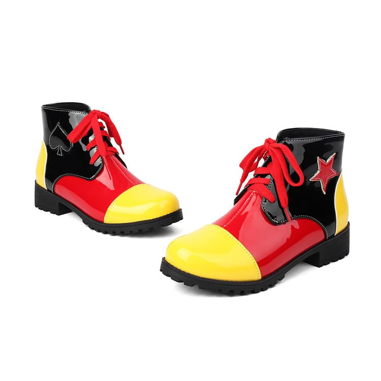 Short Star Boots Lace-Up Applique