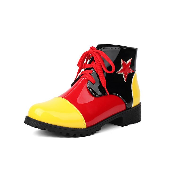 Short Star Boots Lace-Up Applique